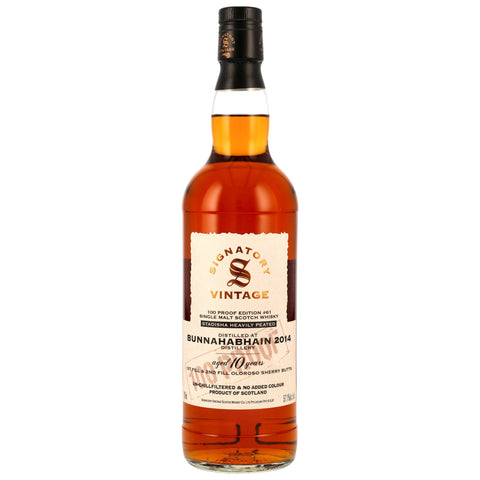 Bunnahabhain Staoisha 2014/2025 10 y.o. Signatory 100 PROOF Edition #61 wine