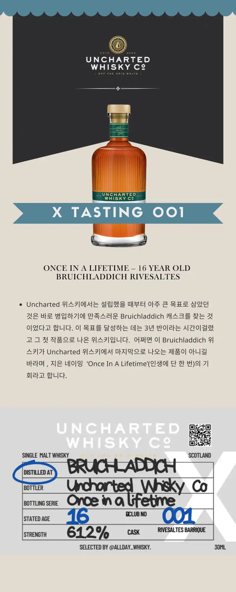 브루이클래딕 위스키 병.